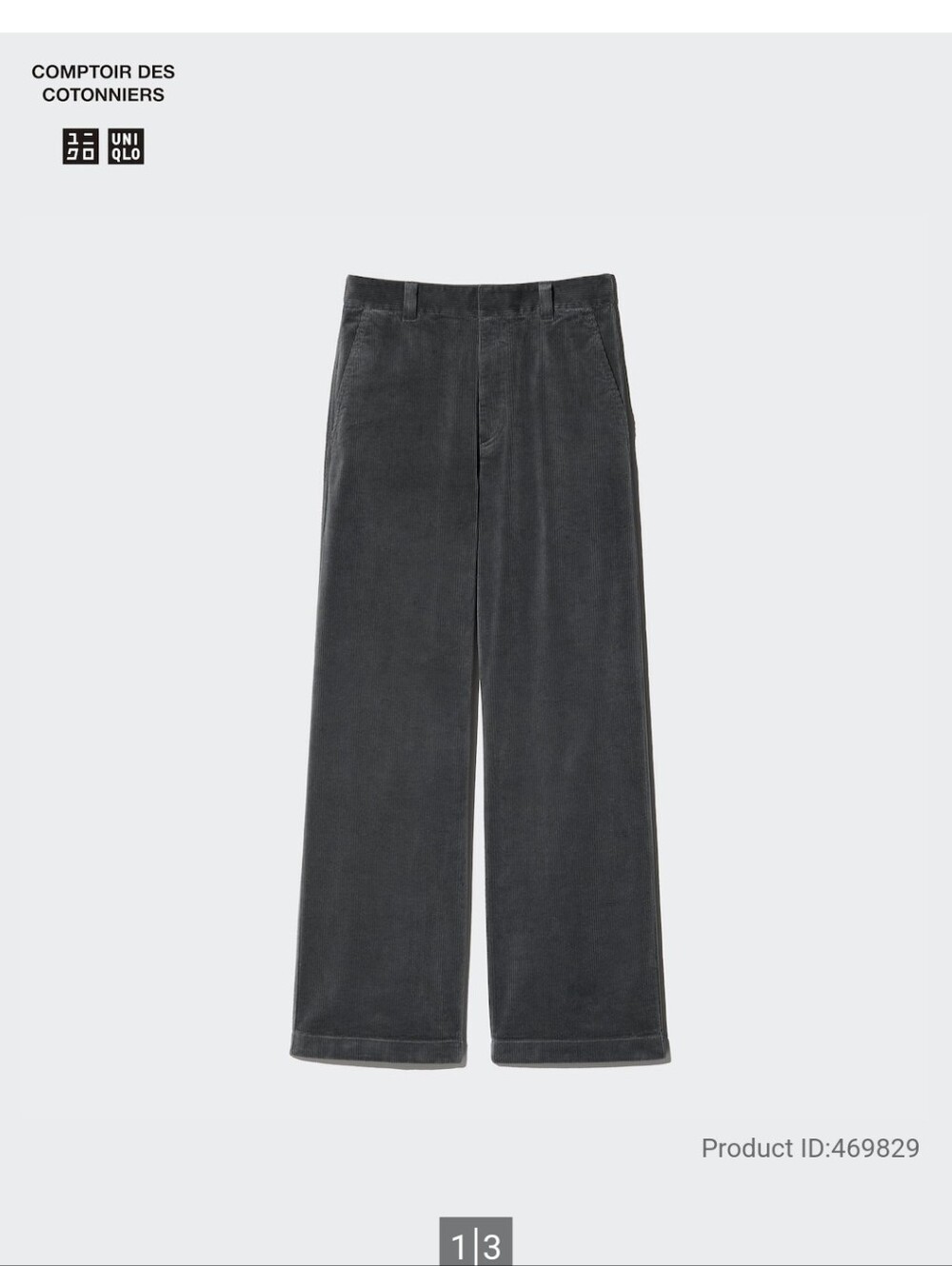 Uniqlo Women's Wide-Leg Corduroy Pants - Charcoal